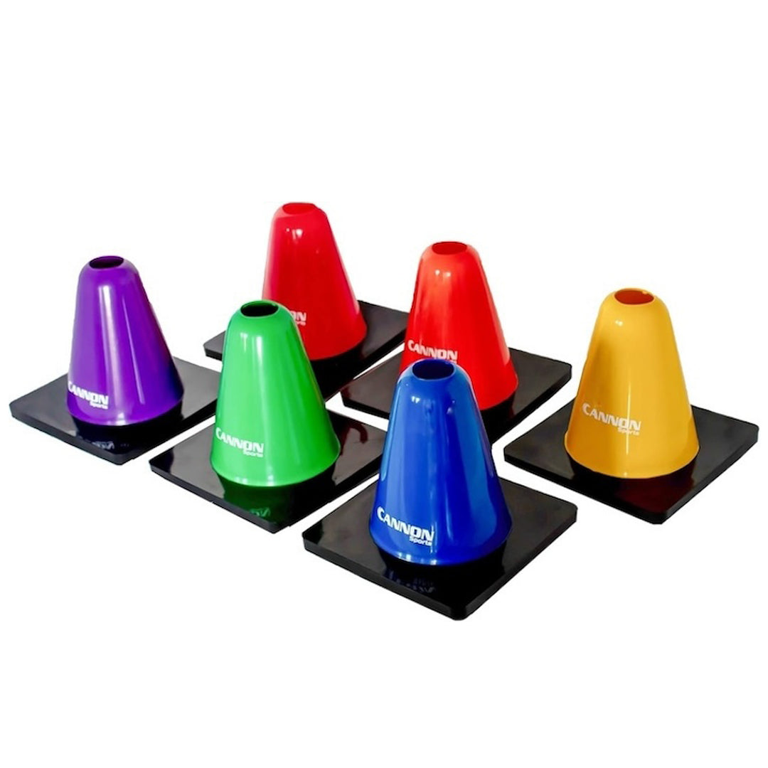 6 inch Agility Cones with Black Rubber Weighted Base (6 Pack)