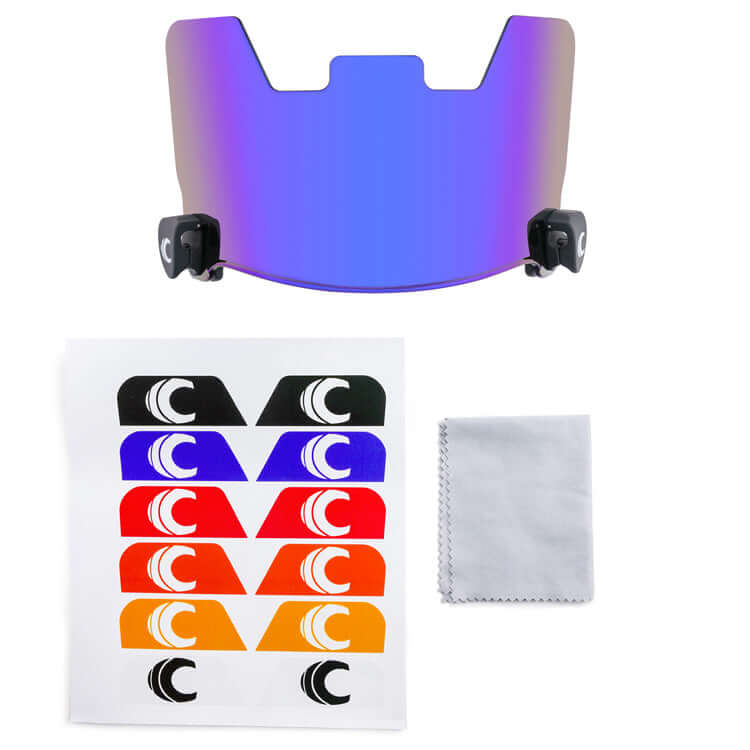 Football Visor, Fits Adult & Large Youth Football Helmets, Metallic Blue
