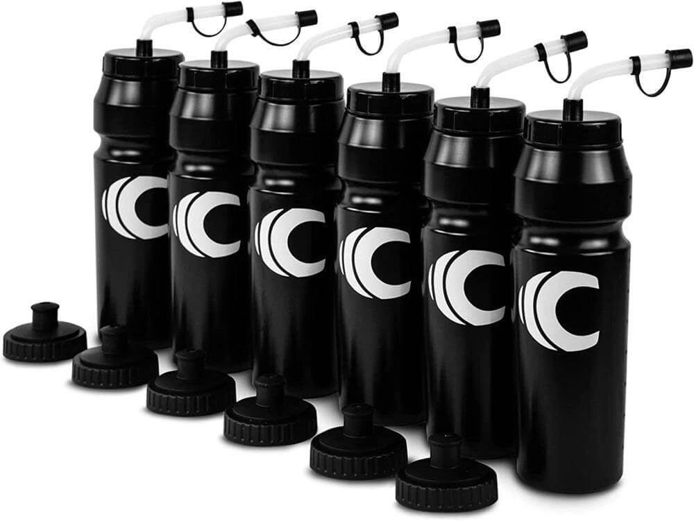 Cannon Sports Squeeze Water Bottle with Straw Lid, 34 oz, Black, Pack of 6