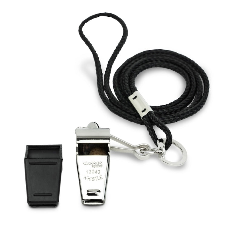 Cannon Sports Solid Brass Metal Whistle with Whistle Cover & Lanyard