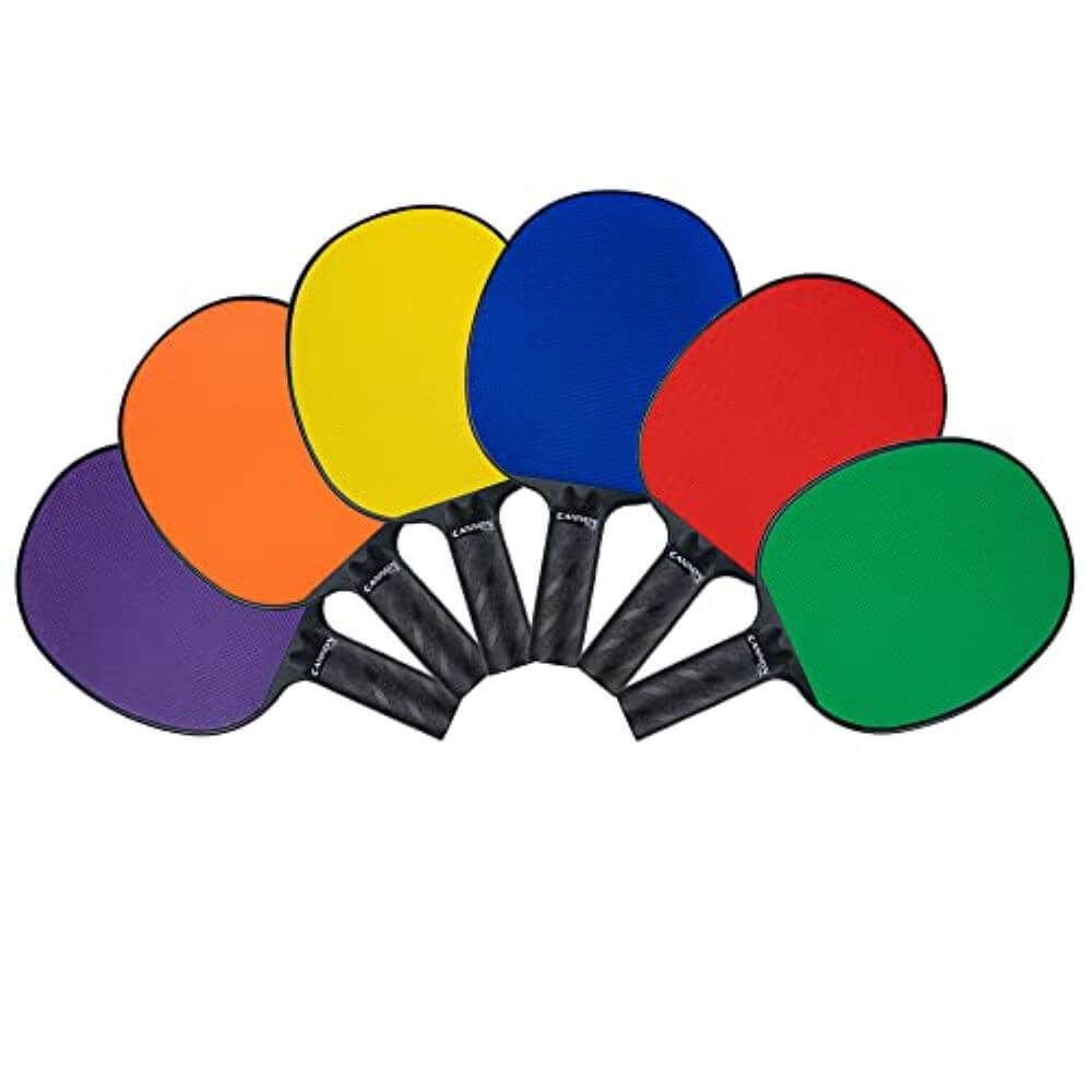 Table Tennis Paddles with Rubber Face (Set of 6 Assorted Colors)