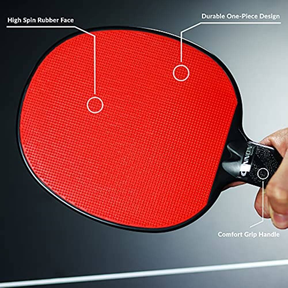 Table Tennis Paddles with Rubber Face (Set of 6 Assorted Colors)