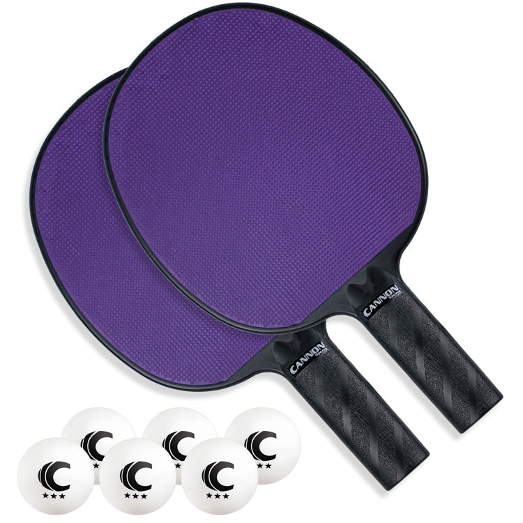 Table Tennis Paddle with Rubber Face Set (2 Paddles + 6 White Balls)