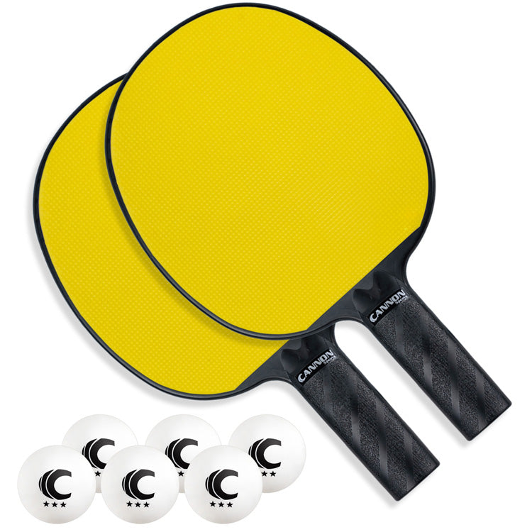 Table Tennis Paddle with Rubber Face Set (2 Paddles + 6 White Balls)