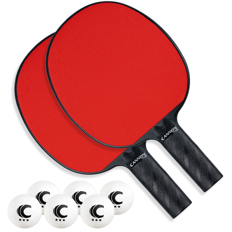 Table Tennis Paddle with Rubber Face Set (2 Paddles + 6 White Balls)