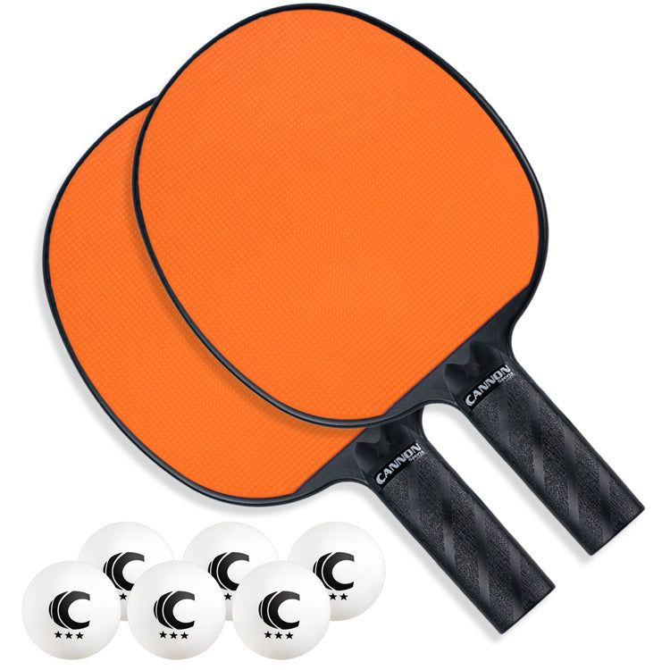 Table Tennis Paddle with Rubber Face Set (2 Paddles + 6 White Balls)