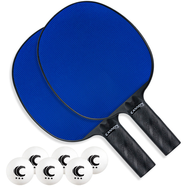 Table Tennis Paddle with Rubber Face Set (2 Paddles + 6 White Balls)