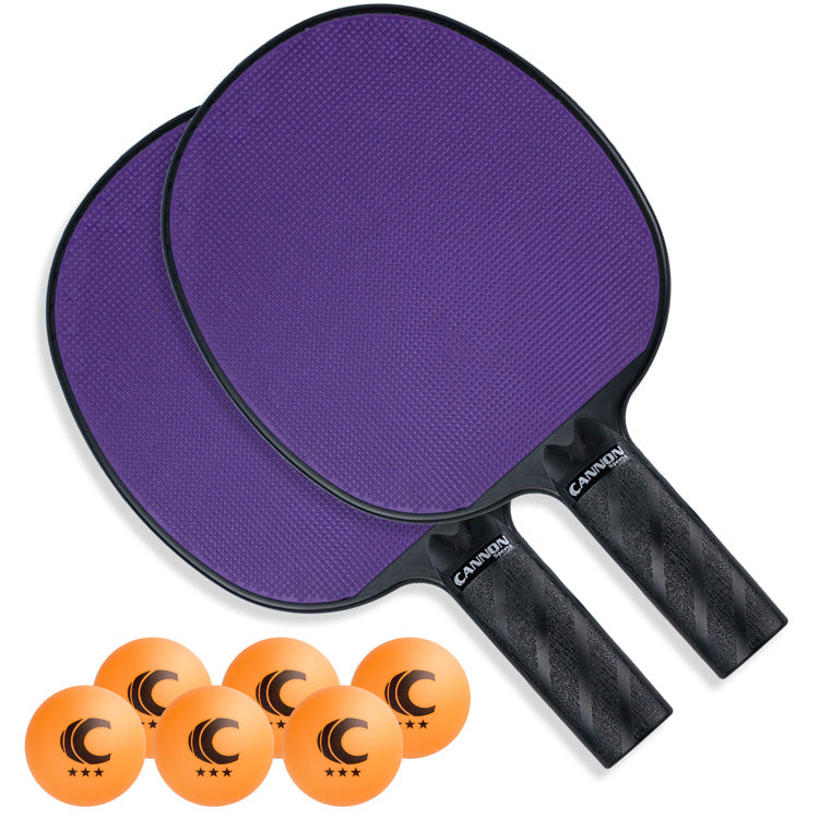 Table Tennis Paddle with Rubber Face Set (2 Paddles + 6 Orange Balls)