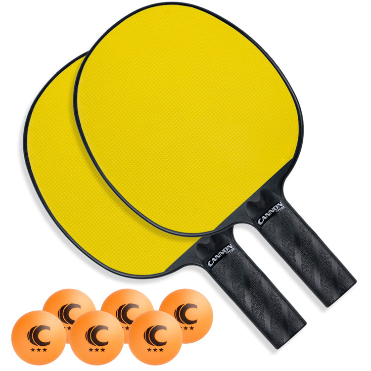 Table Tennis Paddle with Rubber Face Set (2 Paddles + 6 Orange Balls)