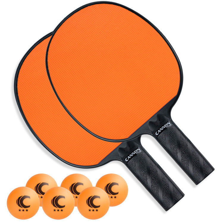 Table Tennis Paddle with Rubber Face Set (2 Paddles + 6 Orange Balls)