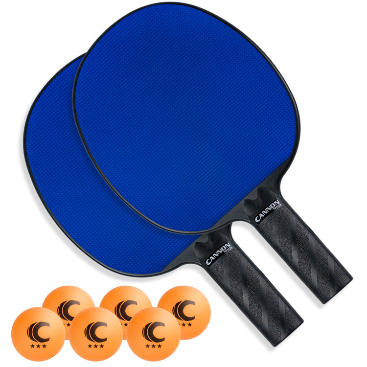 Table Tennis Paddle with Rubber Face Set (2 Paddles + 6 Orange Balls)