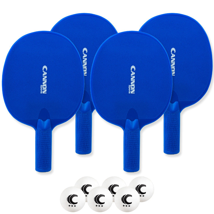 Table Tennis Paddle Set (4 Paddles + 6 White Balls)