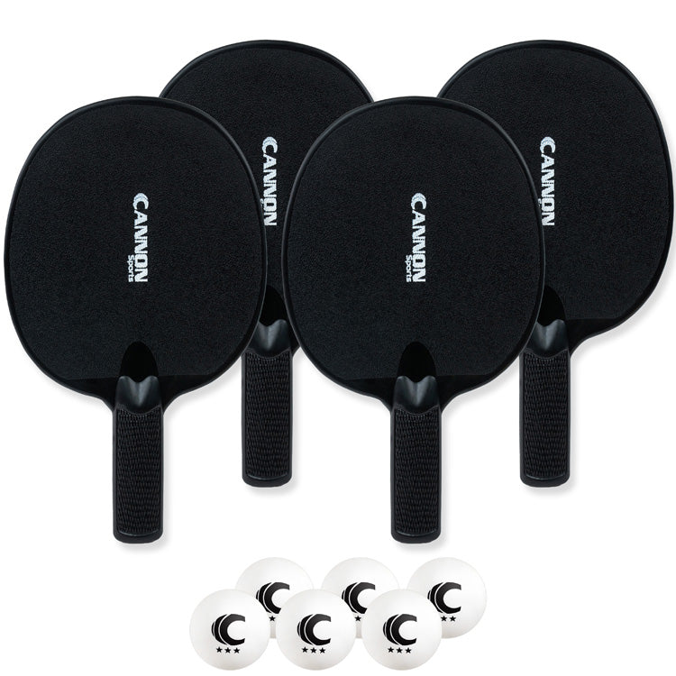 Table Tennis Paddle Set (4 Paddles + 6 White Balls)