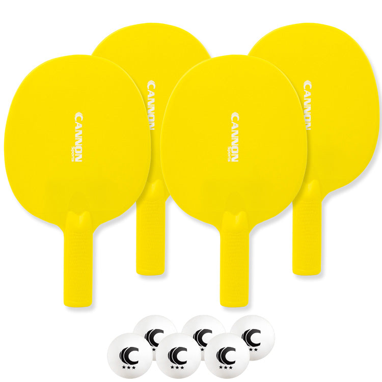 Table Tennis Paddle Set (4 Paddles + 6 White Balls)