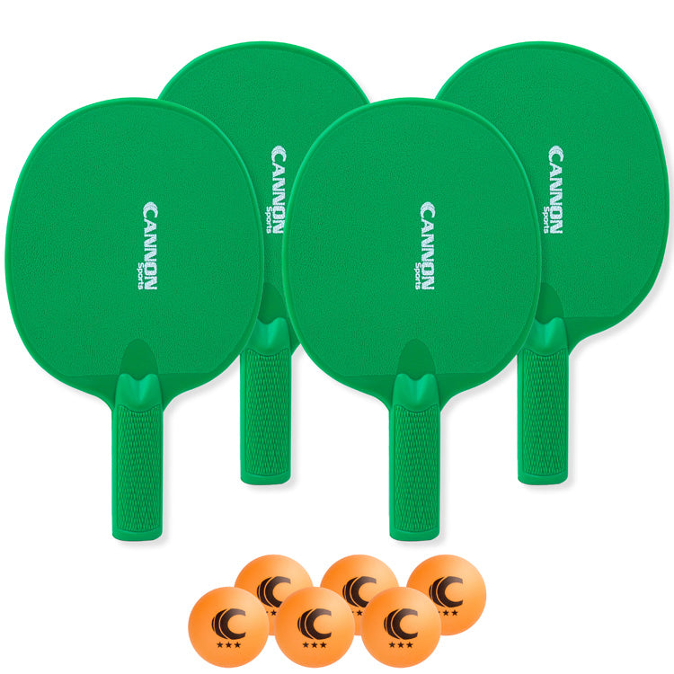 Table Tennis Paddle Set (4 Paddles + 6 Orange Balls)