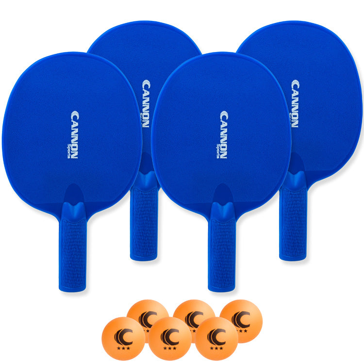 Table Tennis Paddle Set (4 Paddles + 6 Orange Balls)