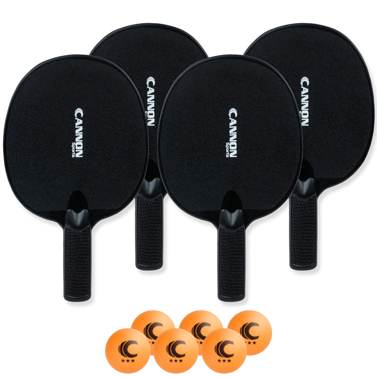 Table Tennis Paddle Set (4 Paddles + 6 Orange Balls)