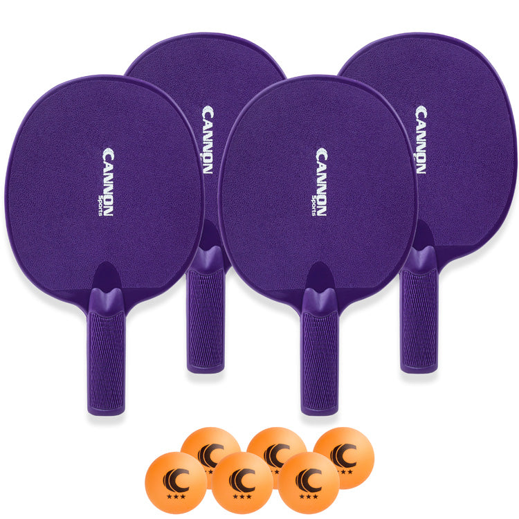 Table Tennis Paddle Set (4 Paddles + 6 Orange Balls)