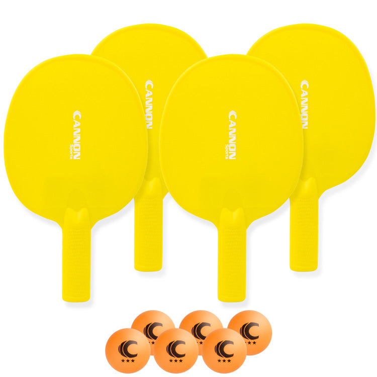 Table Tennis Paddle Set (4 Paddles + 6 Orange Balls)