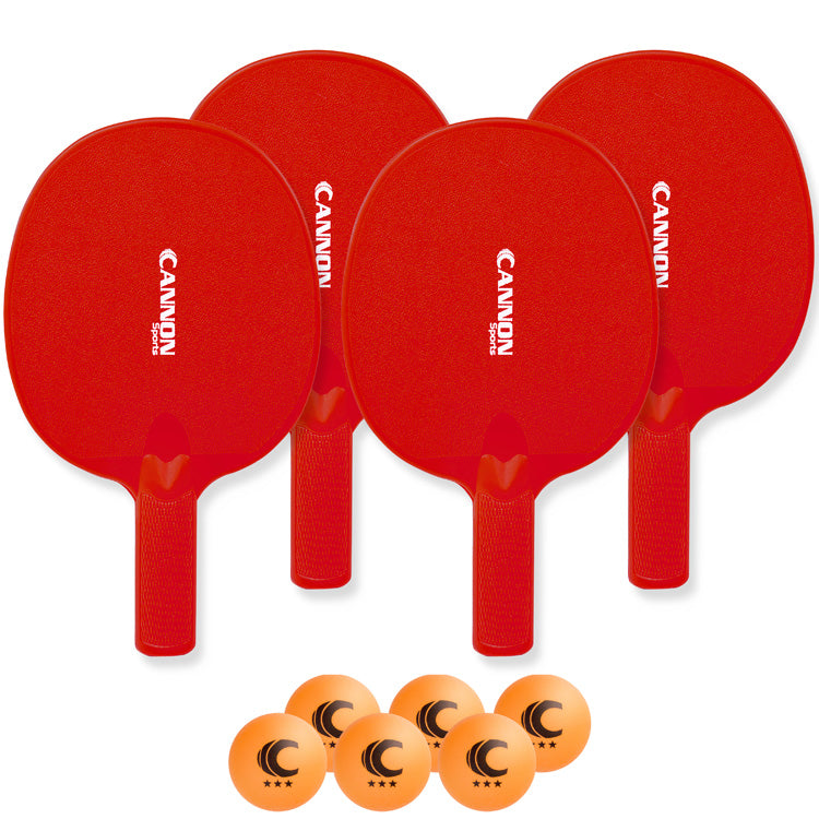 Table Tennis Paddle Set (4 Paddles + 6 Orange Balls)