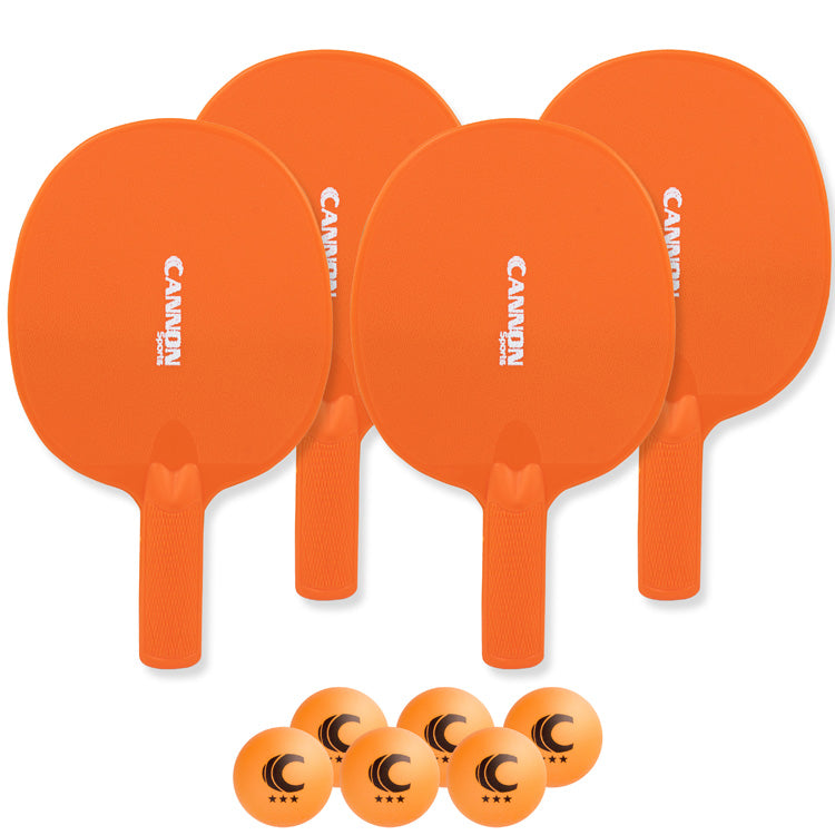 Table Tennis Paddle Set (4 Paddles + 6 Orange Balls)