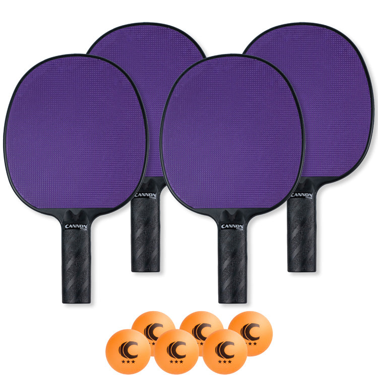 Table Tennis Paddle with Rubber Face Set (4 Paddles + 6 Orange Balls)