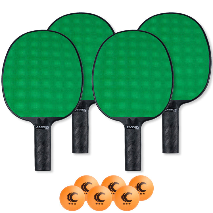 Table Tennis Paddle with Rubber Face Set (4 Paddles + 6 Orange Balls)