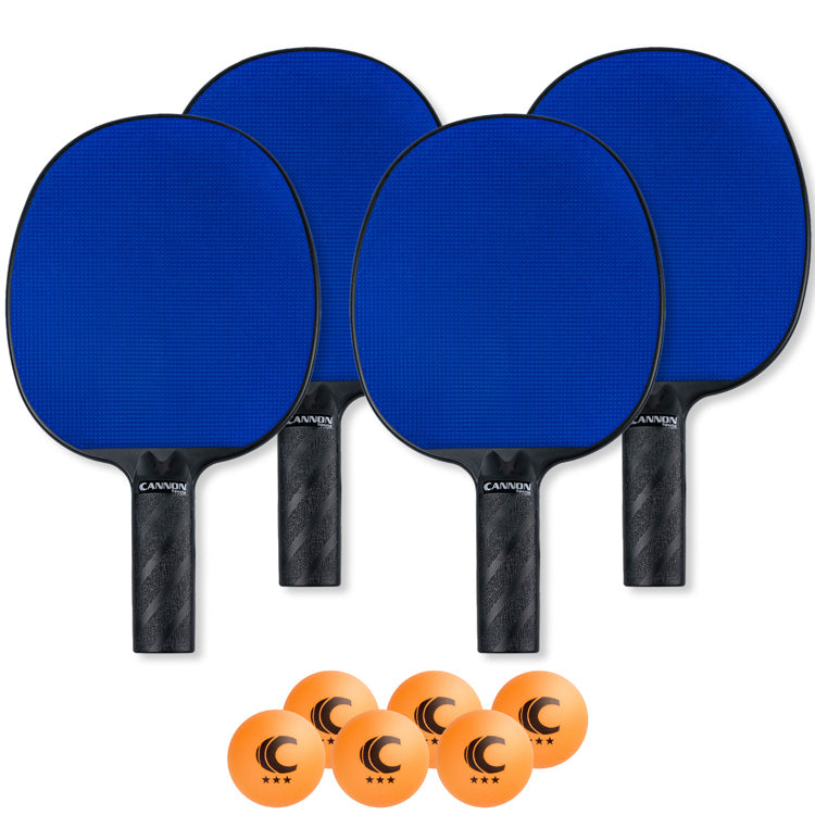 Table Tennis Paddle with Rubber Face Set (4 Paddles + 6 Orange Balls)