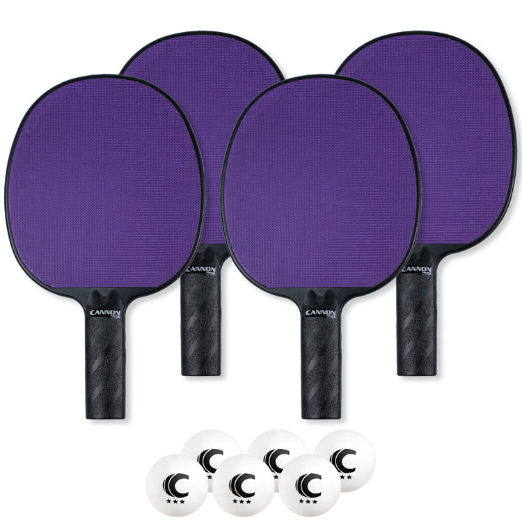 Table Tennis Paddle with Rubber Face Set (4 Paddles + 6 White Balls)