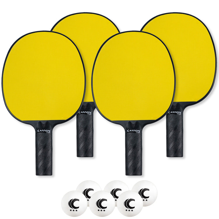 Table Tennis Paddle with Rubber Face Set (4 Paddles + 6 White Balls)