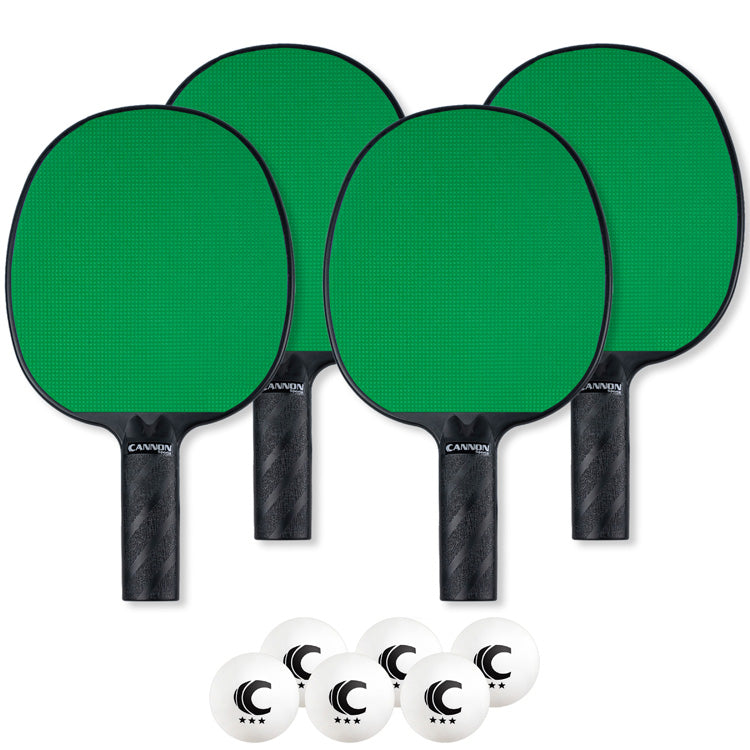 Table Tennis Paddle with Rubber Face Set (4 Paddles + 6 White Balls)