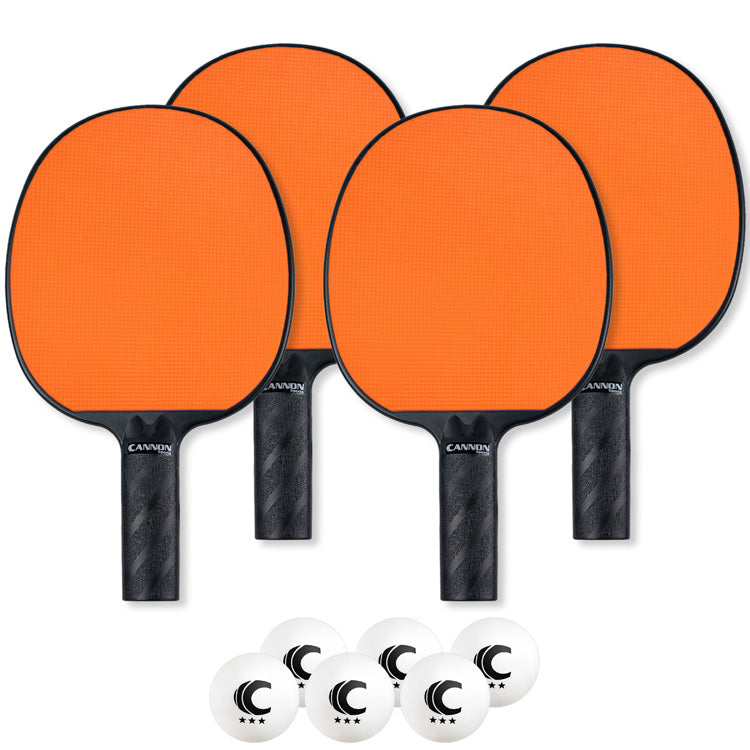 Table Tennis Paddle with Rubber Face Set (4 Paddles + 6 White Balls)