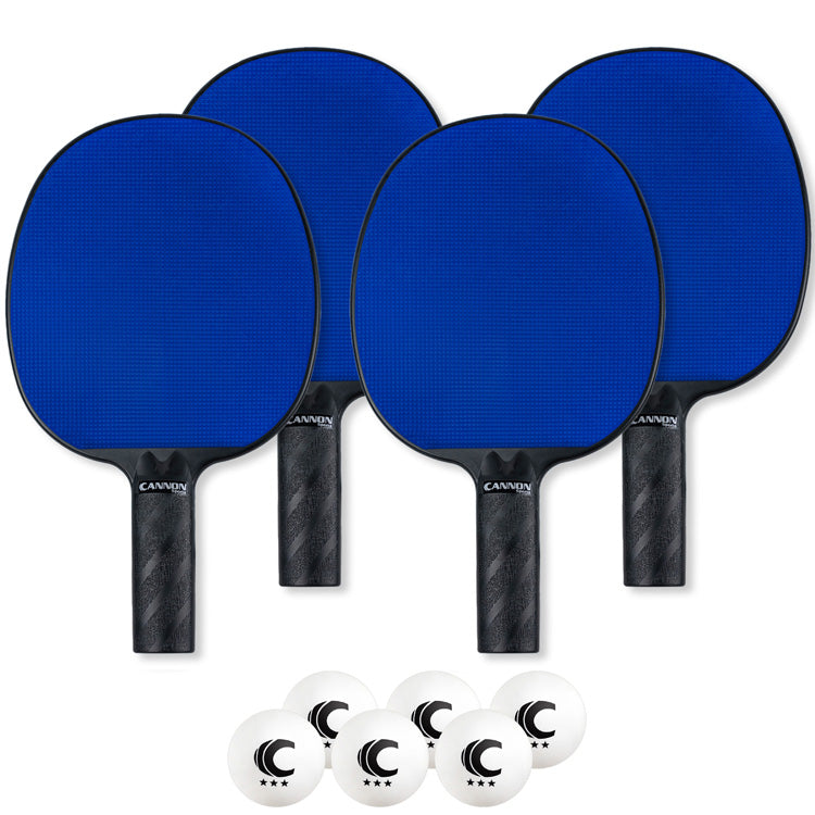 Table Tennis Paddle with Rubber Face Set (4 Paddles + 6 White Balls)