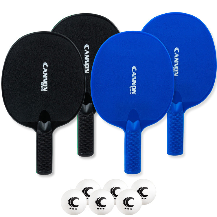 Table Tennis Paddle Set (4 Paddles + 6 White Balls)