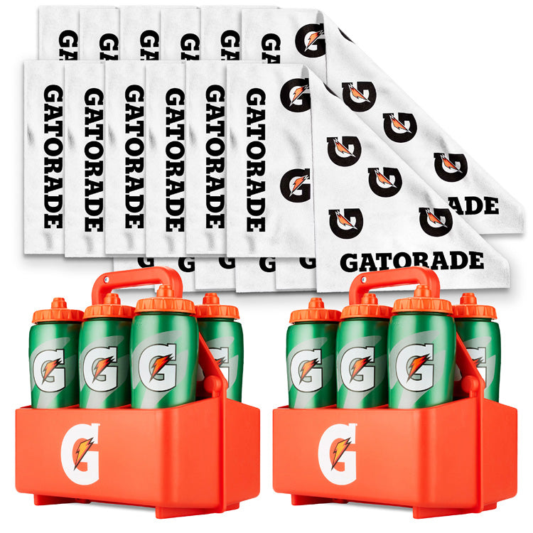 Gatorade 32oz Water Bottles with Carrier and Towels, 12 Pack