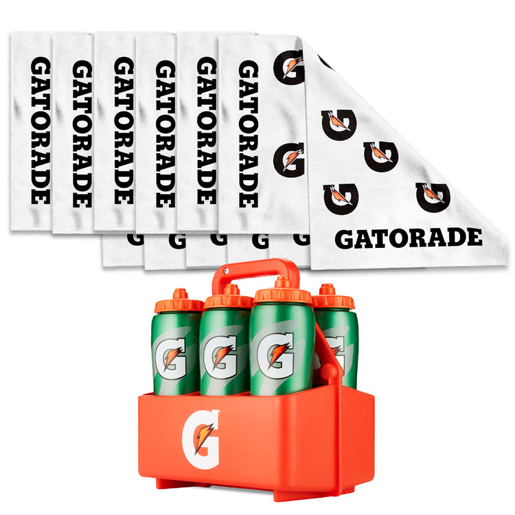 Gatorade 32oz Water Bottles with Carrier and Towels, 6 Pack