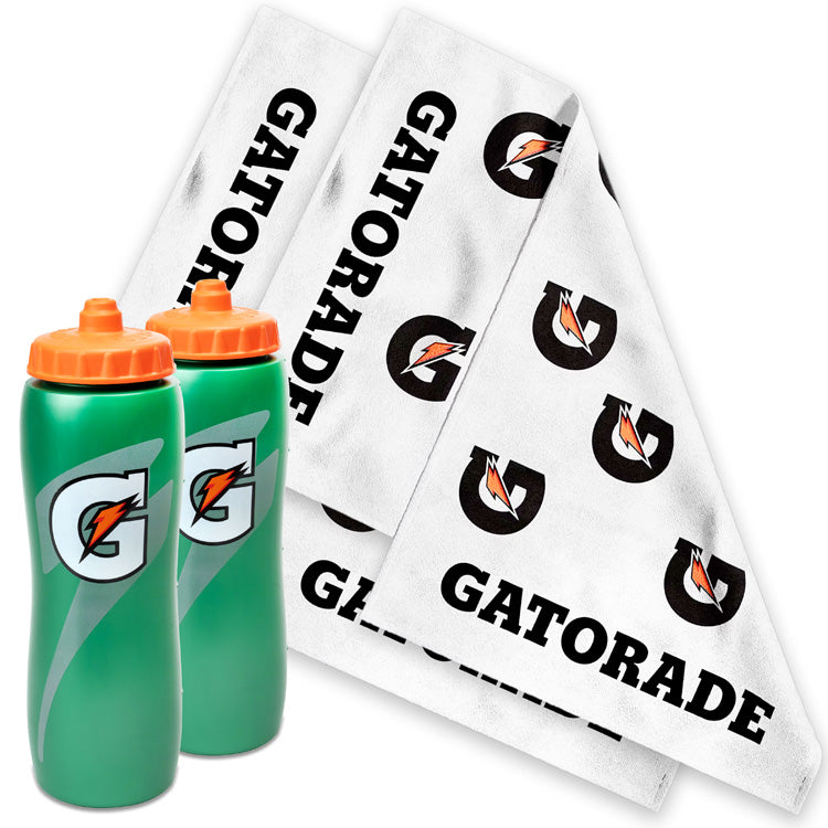 Gatorade 32oz Water Bottles with 2 Gatorade Sideline Towels