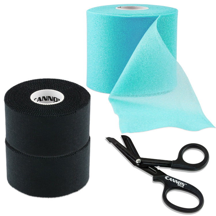 Athletic Tape with Pre-Wrap and Scissor, Black Tape Set