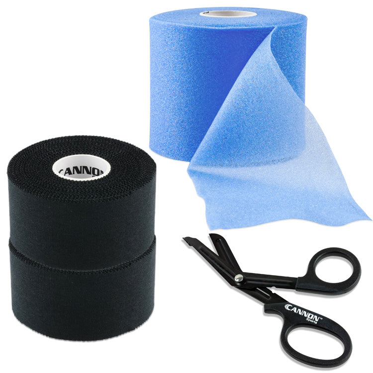 Athletic Tape with Pre-Wrap and Scissor, Black Tape Set