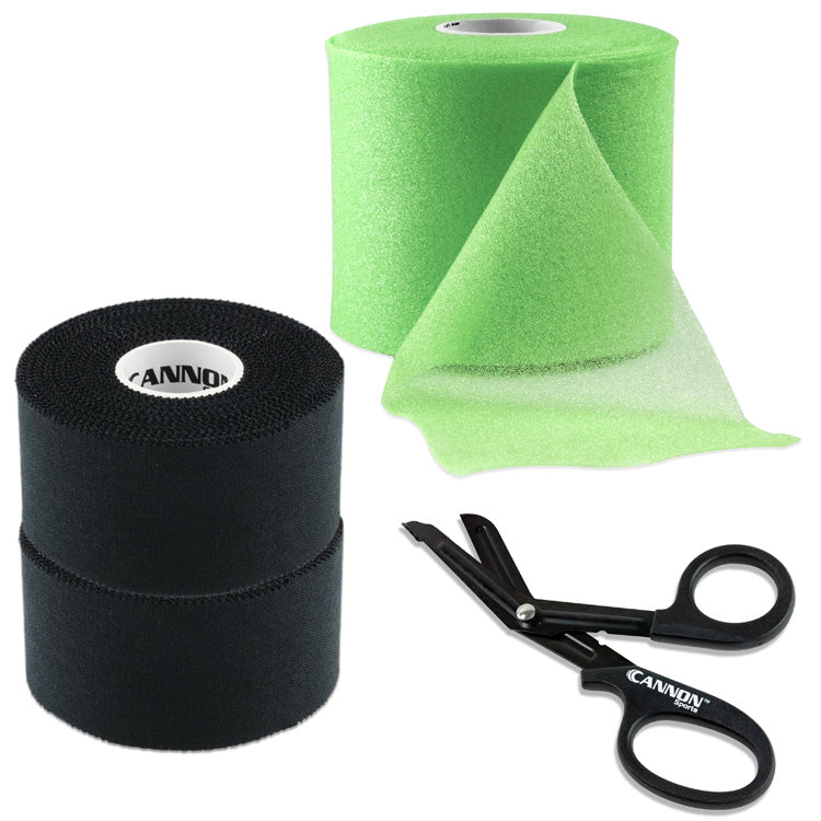 Athletic Tape with Pre-Wrap and Scissor, Black Tape Set