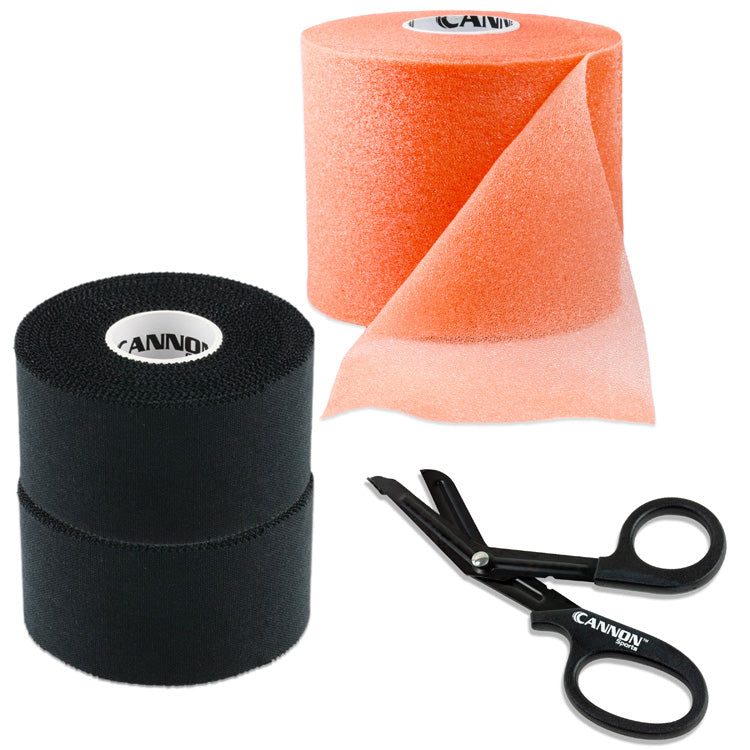 Athletic Tape with Pre-Wrap and Scissor, Black Tape Set