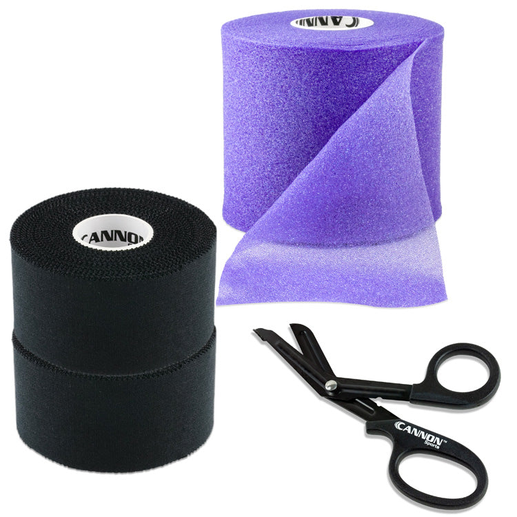 Athletic Tape with Pre-Wrap and Scissor, Black Tape Set