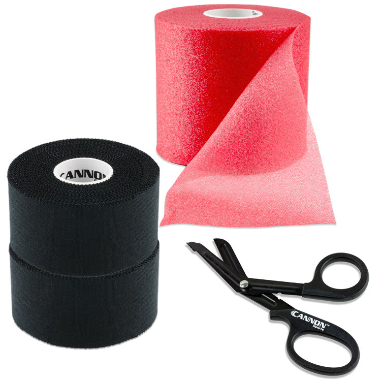 Athletic Tape with Pre-Wrap and Scissor, Black Tape Set