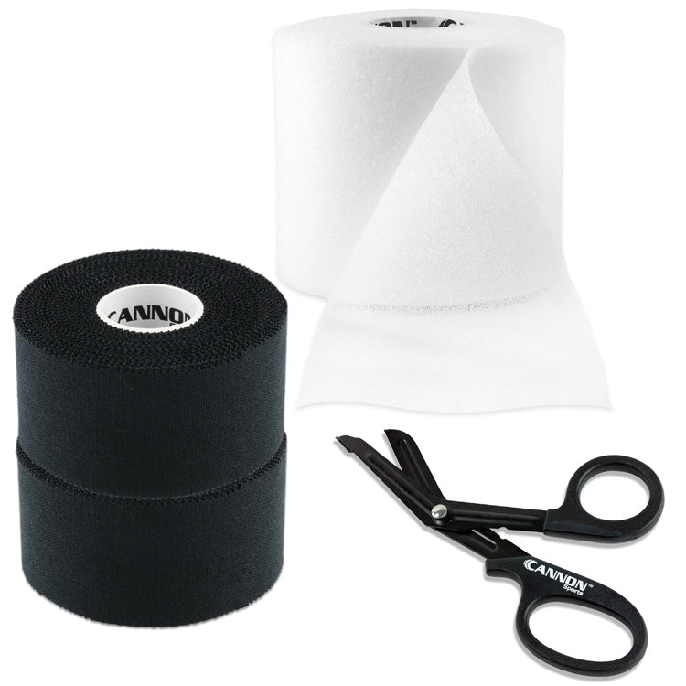 Athletic Tape with Pre-Wrap and Scissor, Black Tape Set