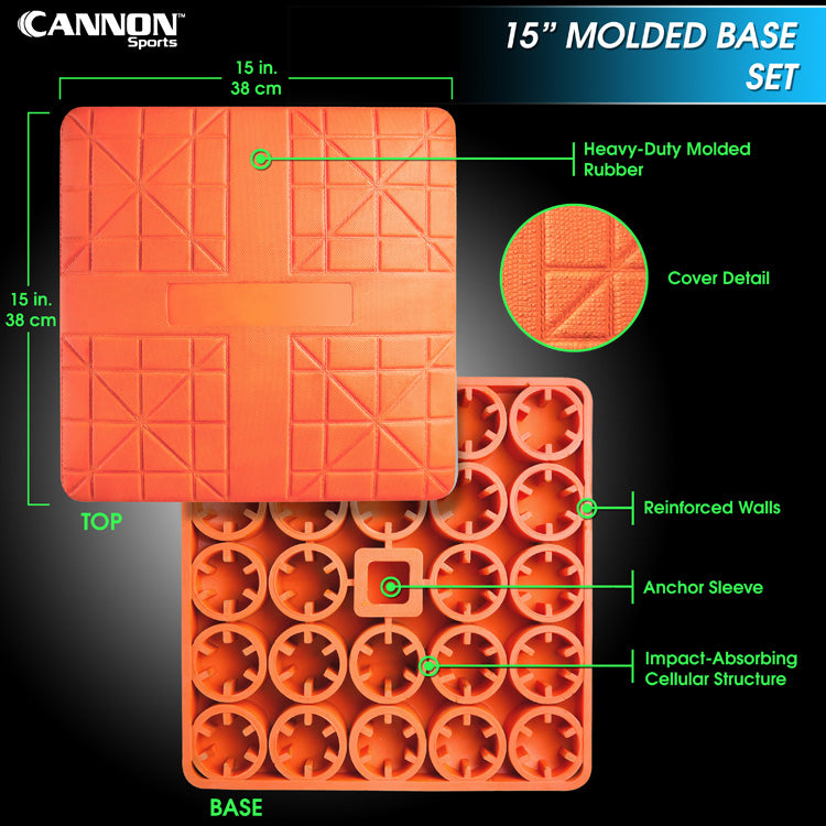 Pro-Molded Orange Base Set with Anchors, 15in x 15in