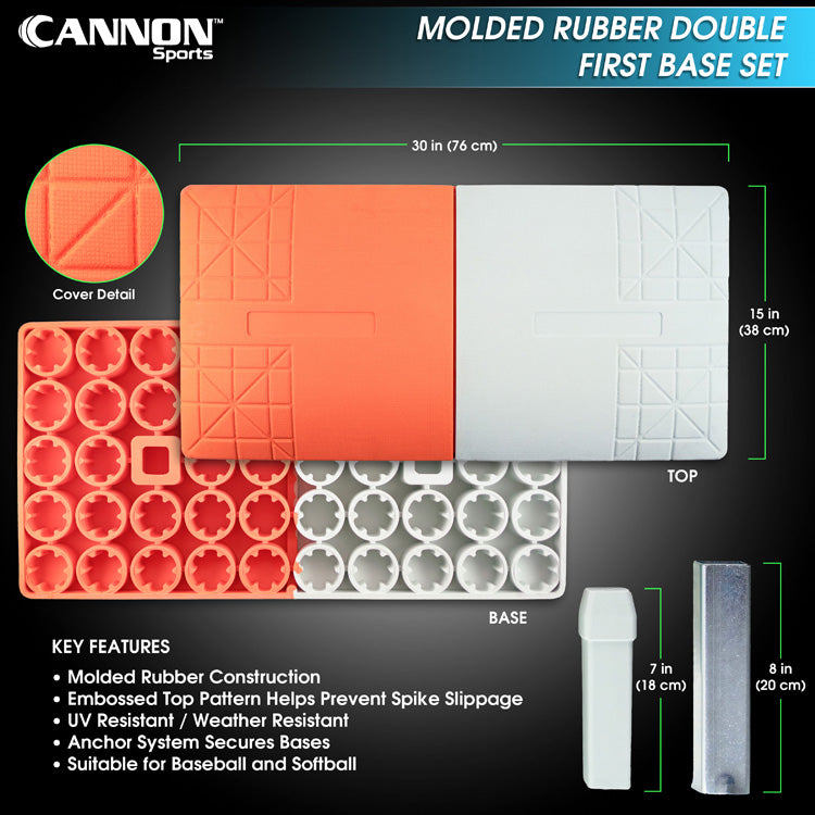 Double First Base Layout Molded Rubber Double First Base Set – Cannon Sports