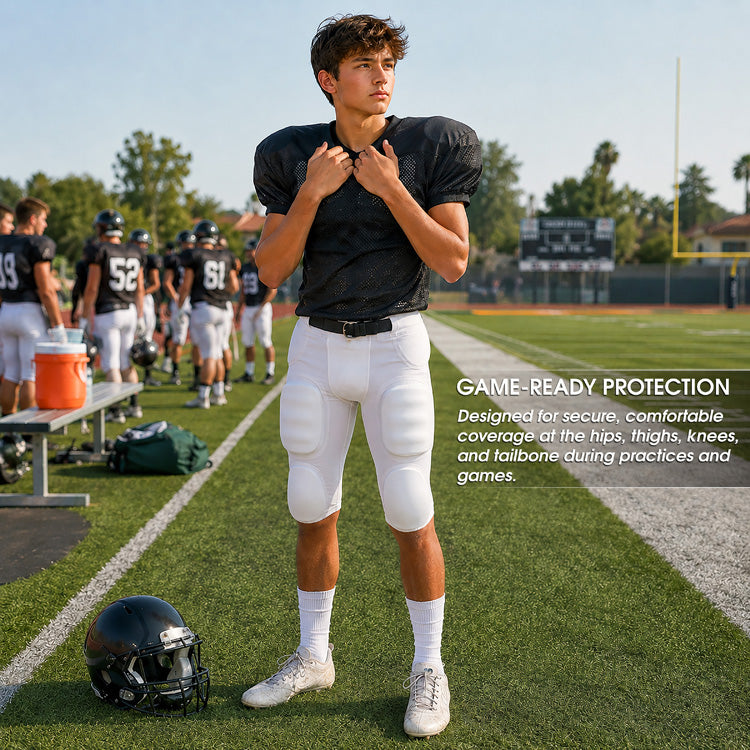 7pc Youth Slotted Football Pads – Thigh, Knee, Hip, Tailbone