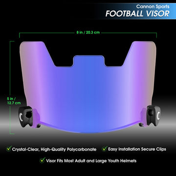 Football Visor, Fits Adult & Large Youth Football Helmets, Metallic Bl – Cannon Sports