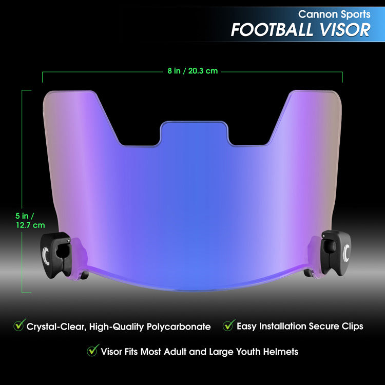 Football Visor, Fits Adult & Large Youth Football Helmets, Metallic Blue
