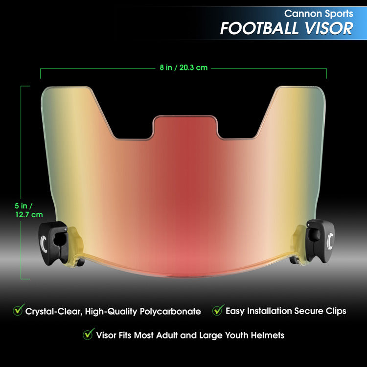 Football Visor, Fits Adult & Large Youth Football Helmets, Sun Glow